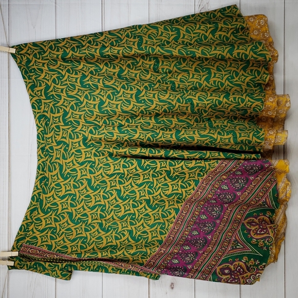 Darn Good Yarn Sari Silk Wrap Skirt Ankle Goddess - Picture 5 of 16